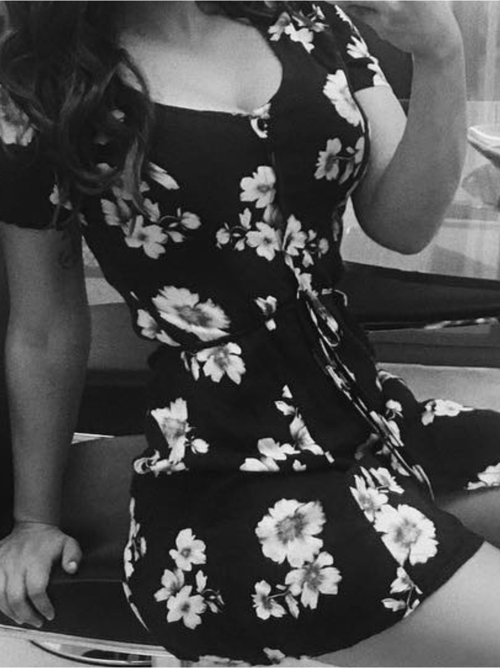 Brandy Melville Black Floral button front dress